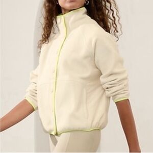 Athleta White Fleece Neon Jacket, Small